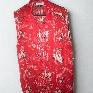 XXL Pink Cattleqc Red Bucking Horse Blouse